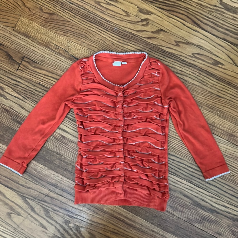 SOLD Anthropologie Sparrow orange waves cardigan